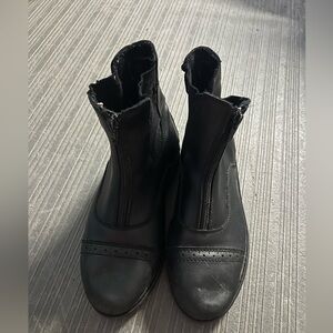 Tuff Rider Black Leather Equestrian English Boots with Zipper